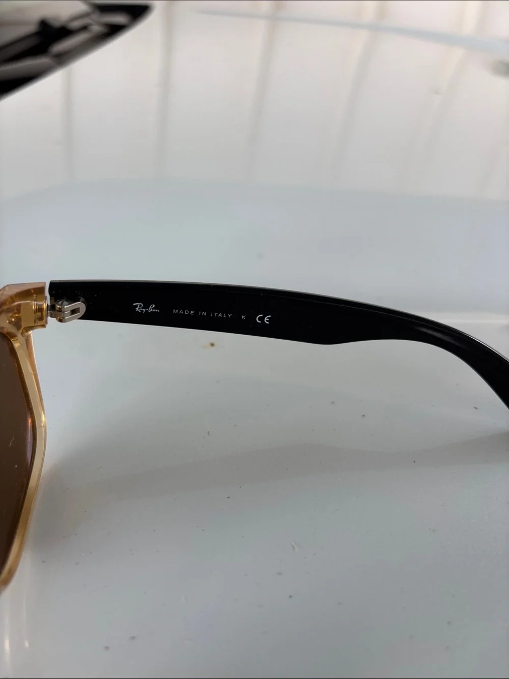 Ray-Ban Amber Translucent Wayfarer Sunglasses with Brown Lenses
